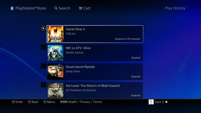 PS Now My Games list