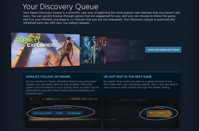 Steam Discovery Queue