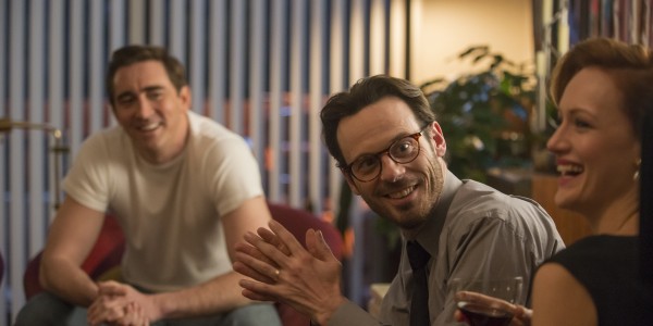 Lee Pace as Joe MacMillan, Scoot McNairy as Gordon Clark and Kerry Bishé as Donna Clark - Halt and Catch Fire _ Season 2, Episode 3 - Photo Credit: Richard DuCree/AMC