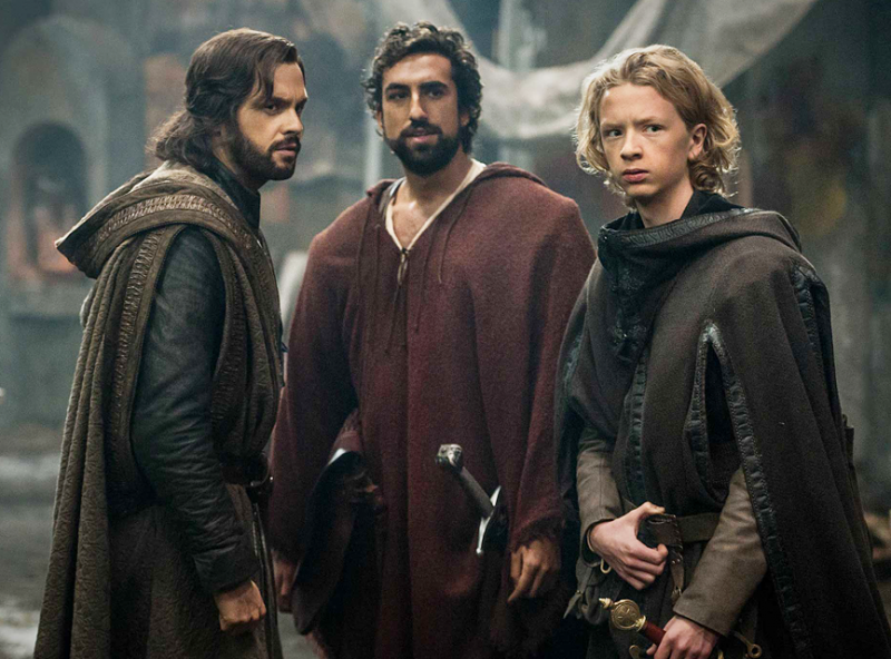 Leonardo (Tom Riley), Zo (Gregg Chillin), and Nico (Eros Vlahos) prepare for the journey to Vlad's castle. Photo by Starz.
