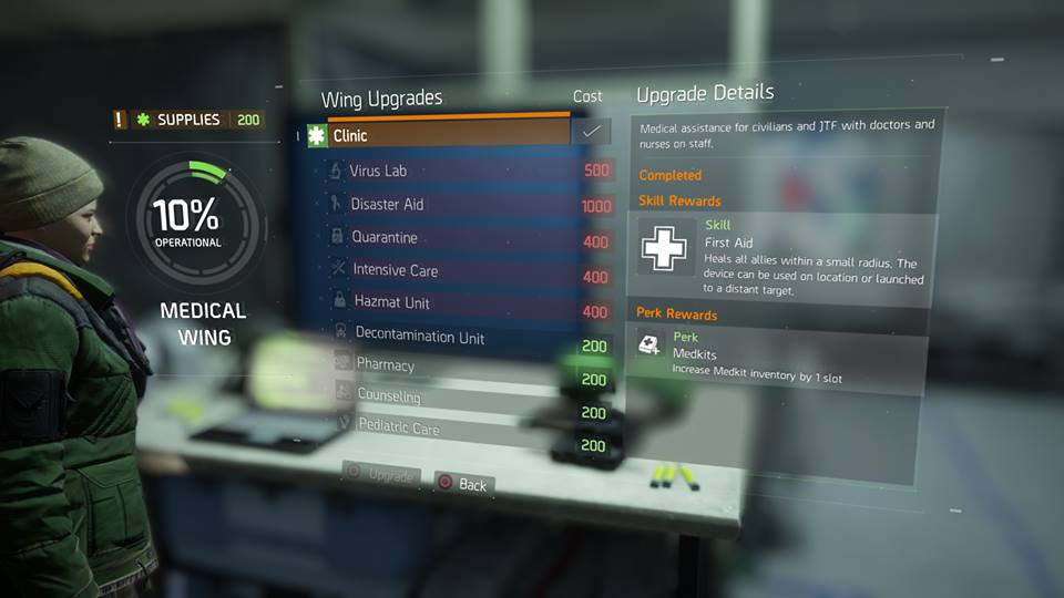 The Division upgrade base